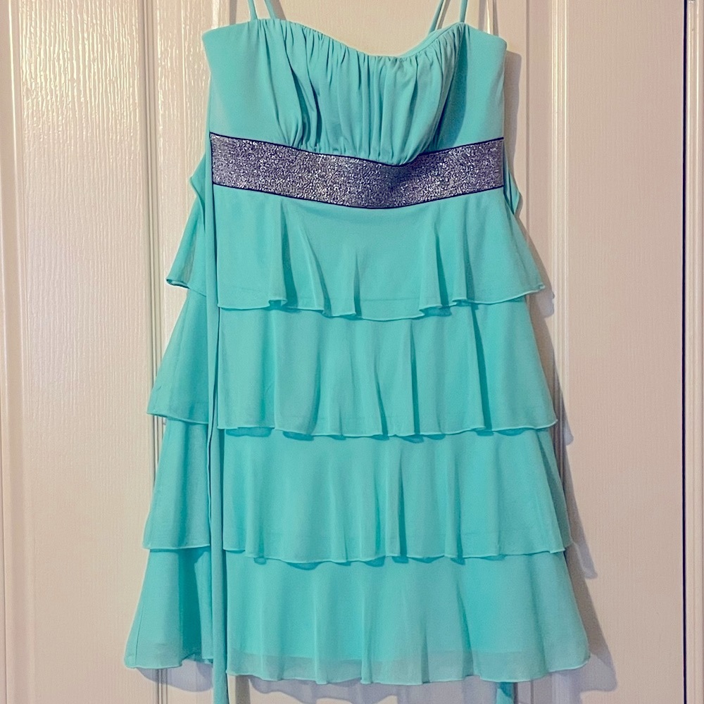 Sweet Storm seafoam and silver cocktail swing dress